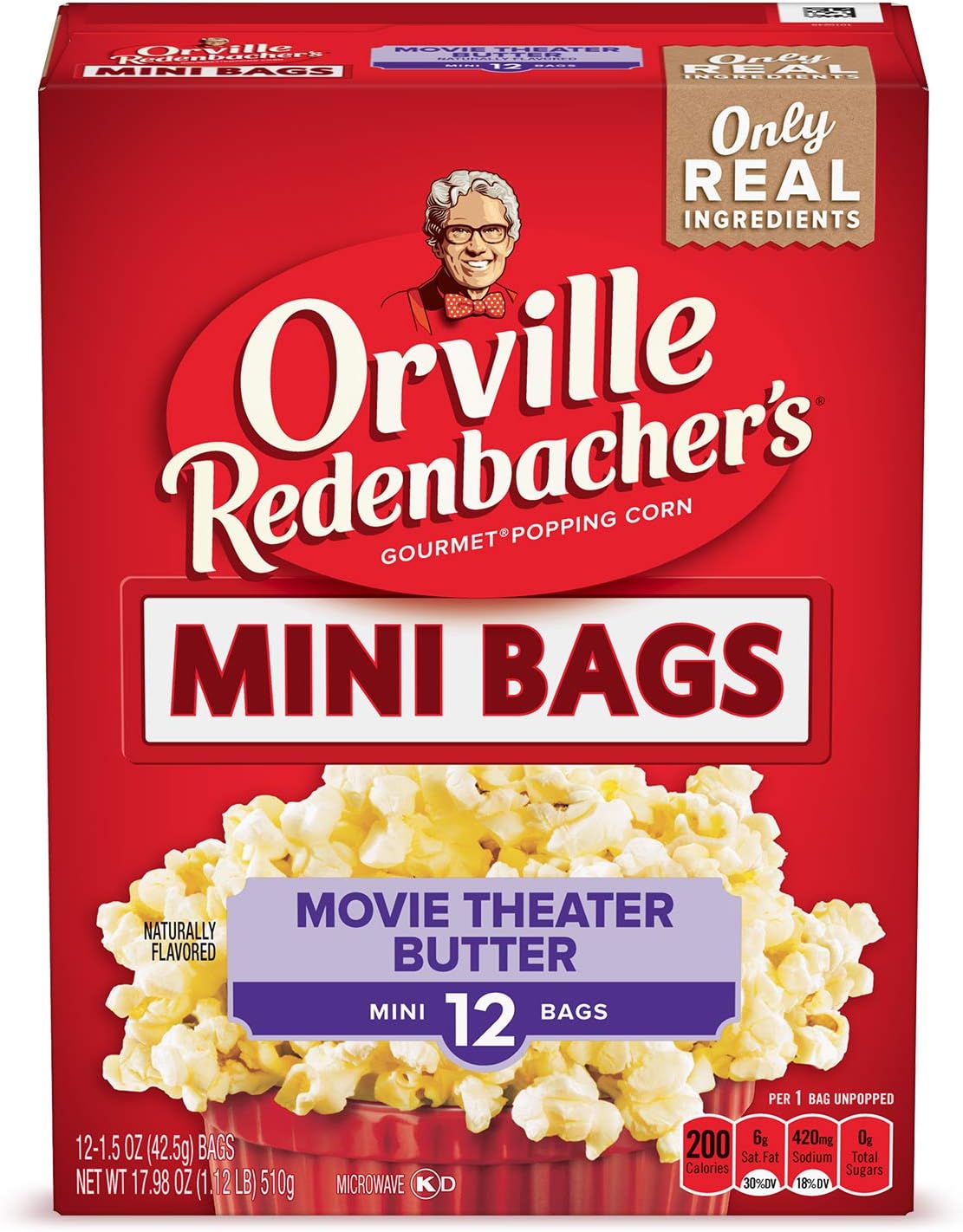 Orville Redenbacher's Movie Theater Lot de 12 sachets de pop-corn pour micro-ondes 42,5 g