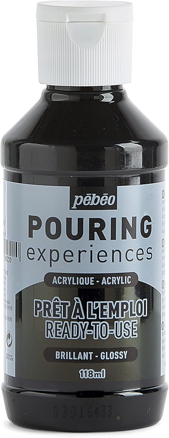 Pébéo Pouring Expériences-Peinture Acrylique Pré-mélangée Prête à l'emploi-Idéal pour Fluid Art, Noir D'Ivoire, 118 ml Noir D'ivoire ( Pack Of 2 )