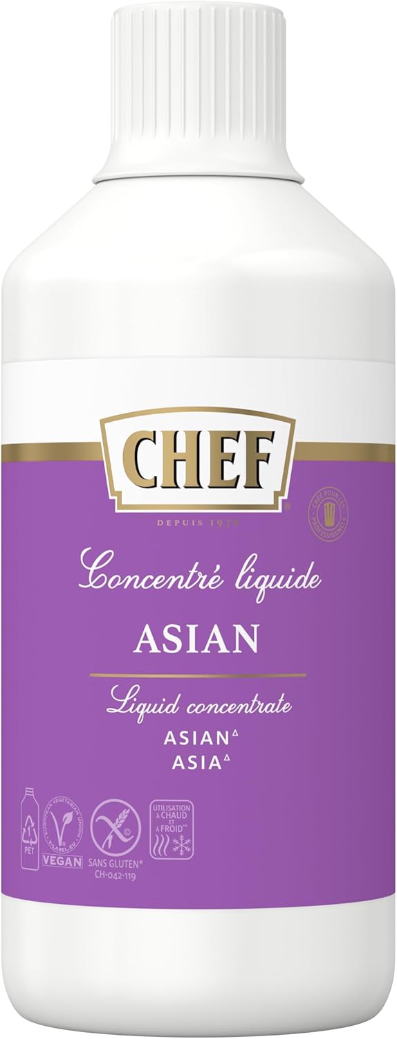 Concentré Liquide Asian - Saveur Asiatique - Utilisable à Chaud et à Froid - Gain de temps en Cuisine - Aide Culinaire, Sauce, Bouillon, Fonds - Bouteille de 980 ml Asian 980 ml