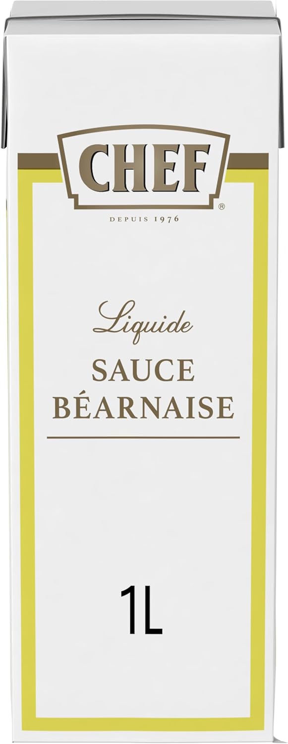 Sauce Béarnaise Liquide - Prête-à-l'Emploi - Sauce Onctueuse et Nappante - Note d'Estragon et d'Echalote - Gain de Temps - Aide Culinaire, Fonds, Fumet - Brique de 1L