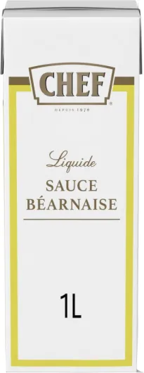 CHEF Sauce Béarnaise Liquide - Prête-à-l'Emploi - Sauce Onctueuse et Nappante - Note d'Estragon et d'Echalote - Gain de Temps - Aide Culinaire, Fonds, Fumet - Brique de 1L