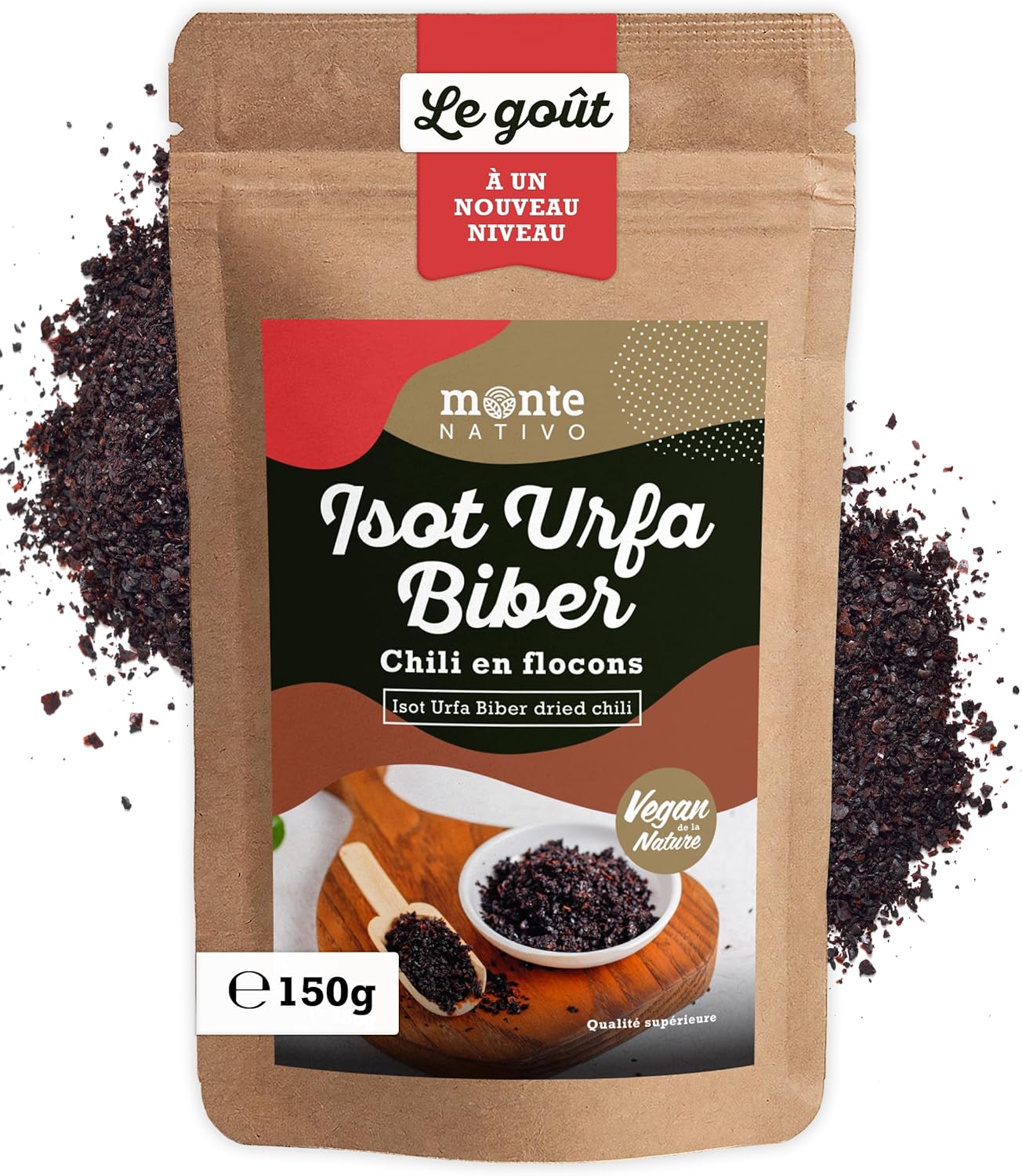 Piment Isot Monte Nativo (150g) - Piment noir d’Urfa - Isot Urfa Biber - Épices aromatiques séchées avec soin, idéales pour Cuisiner et Assaisonner - Arôme et Goût intenses Isot Urfa Biber 150 g (1er Pack)