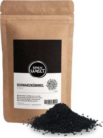 Spicy Welt Graines de Nigelle Entières (250g) – Nigella Sativa Graines - Pour Pains, Salades & Currys - Riche en Arômes, Saveur Poivrée & Terreuse - 100% Pur & Naturel, Sans Additifs