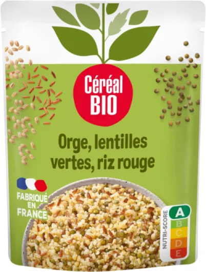 Orge, Lentilles Vertes, Riz Rouge - Sachet Micro-ondable, Rapide à Réchauffer - Végan et Bio - 250g - 200637 Orge Riz Rouge Lentilles Unique