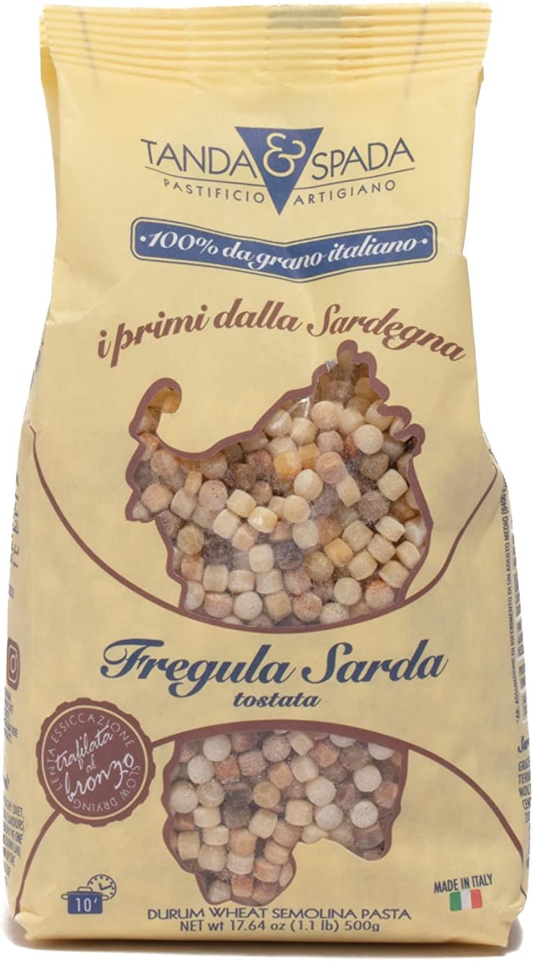 Tanda&Spada,Fregula Sarda Tostée 500g, Pâte De Semoule De Blé Dur, Typique De La Sardaigne, PAT De La Sardaigne, Fabriquée En Italie, Tanda & Spada Pastificio Artigiano