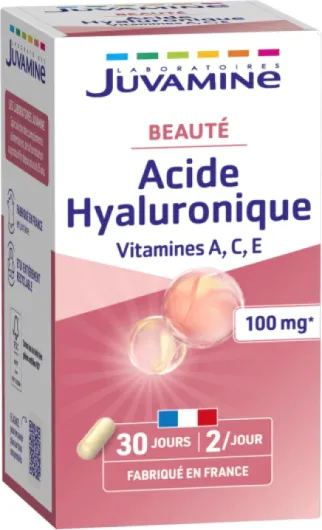 JUVAMINE - Acide Hyaluronique + Vitamines A,C,E - Beauté de la Peau - 60 Gélules d'origine végétale