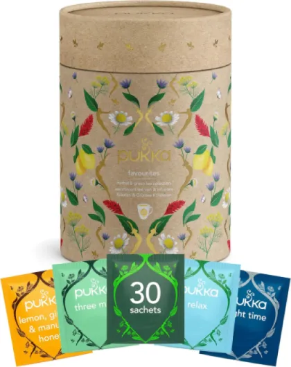 Coffret Découverte, Idée Cadeau Femme et Homme, Coffret de Tisanes et Infusions,Cadeau de Thé 100% Bio Saint Valentin, Anniversaire, 5 Saveurs, Menthe, Matcha, Gingembre, Nuit, 30 Sachets de Thé Coffret Gourmand 30 Sachets