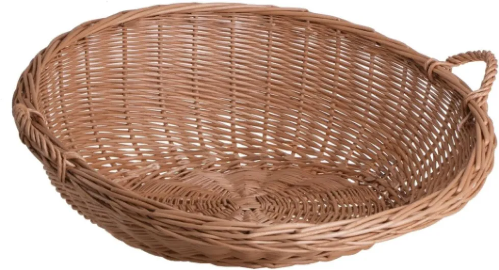 E-wicker24 Plateau ronde à garnir en osier avec deux poignées de transport,plateau de service, plateau decoratif, caisse en osier, (Ø:55 H8/20)