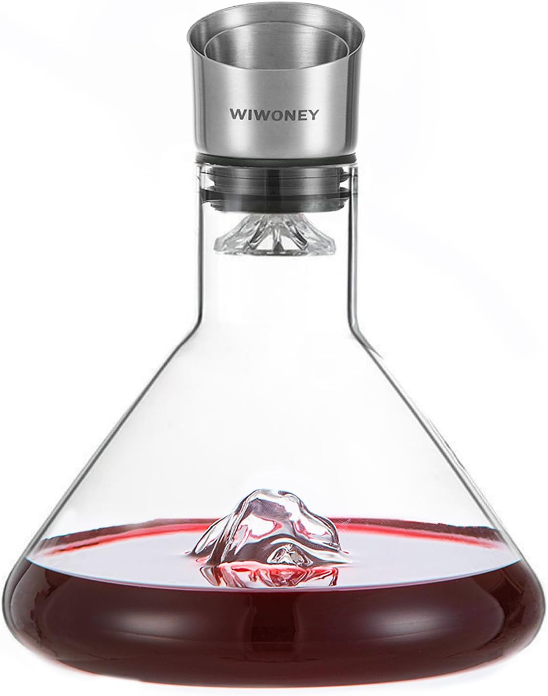 Carafe à Vin Rouge, Decanteur à Vin avec Filtre Aérateur, Verre de Cristal Sans Plomb 100% Soufflé à la Main, Cadeau pour Vin, 1500 ml