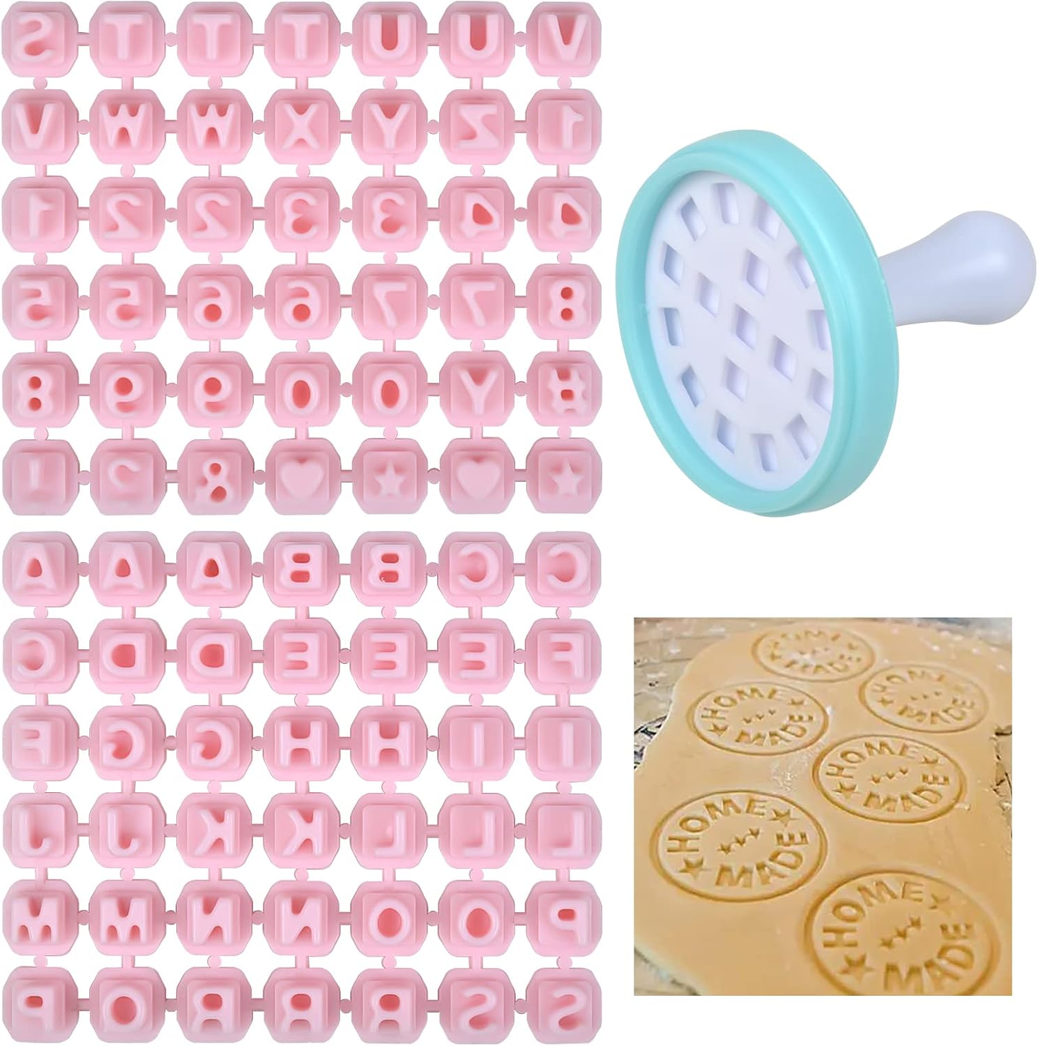 Changrongsheng Tampons à Biscuits Emporte-Pièce Tampons avec Alphabet Chiffre Symbole Mini Plastique Timbre de Biscuit Patisserie Fondant Personnalisé pour DIY Biscuits Gâteau Décoration