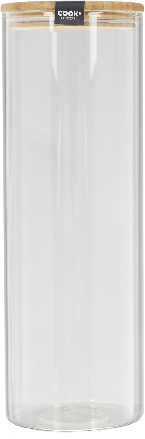 COOK CONCEPT, Bocal Haut en Verre avec Couvercle Joint Silicone 2 litres, Idéal Multifonction, Conservation et Stockage - 40°C / +460°C - Transparent, Passe au Lave Vaisselle 2l