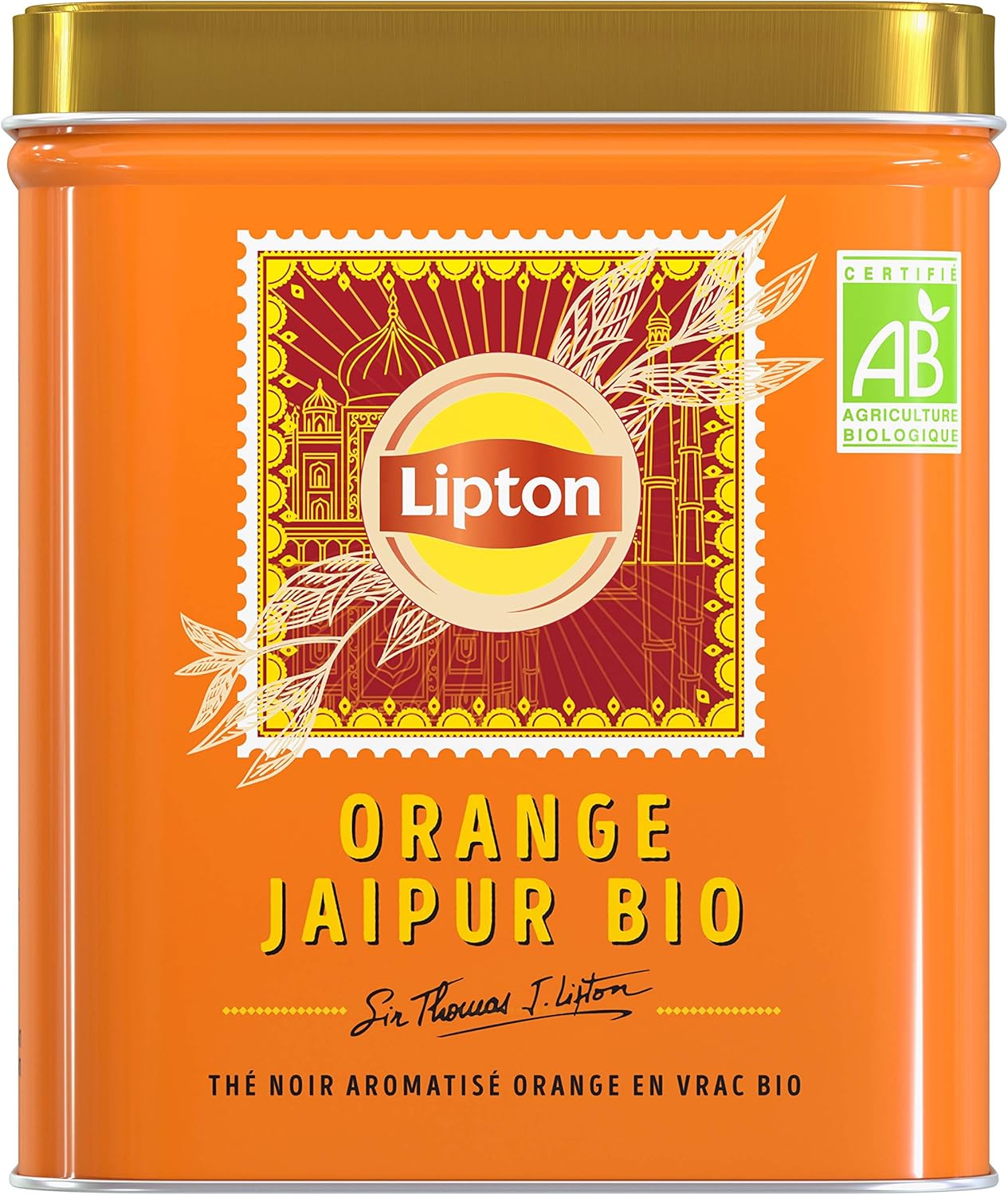 Lipton, Thé Noir, Orange Jaipur Bio, Thé Noir Aromatisé en Vrac, Goût Orange, Vitalité, Certifié Rainforest Alliance, 150g Thé noir Orange Jaipur