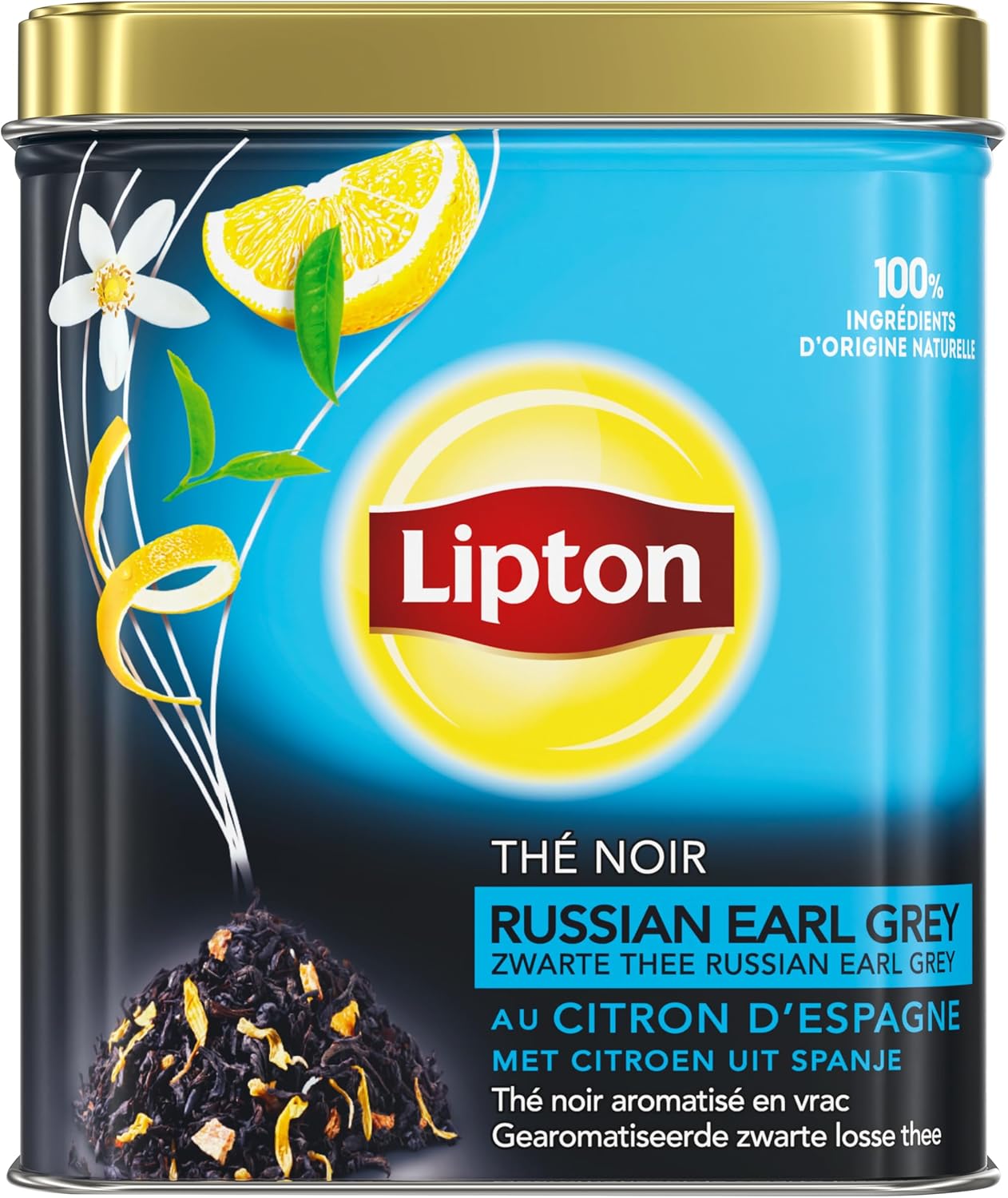 Lipton VRAC Thé Noir Russian Earl Grey, au citron d'Espagne 150g