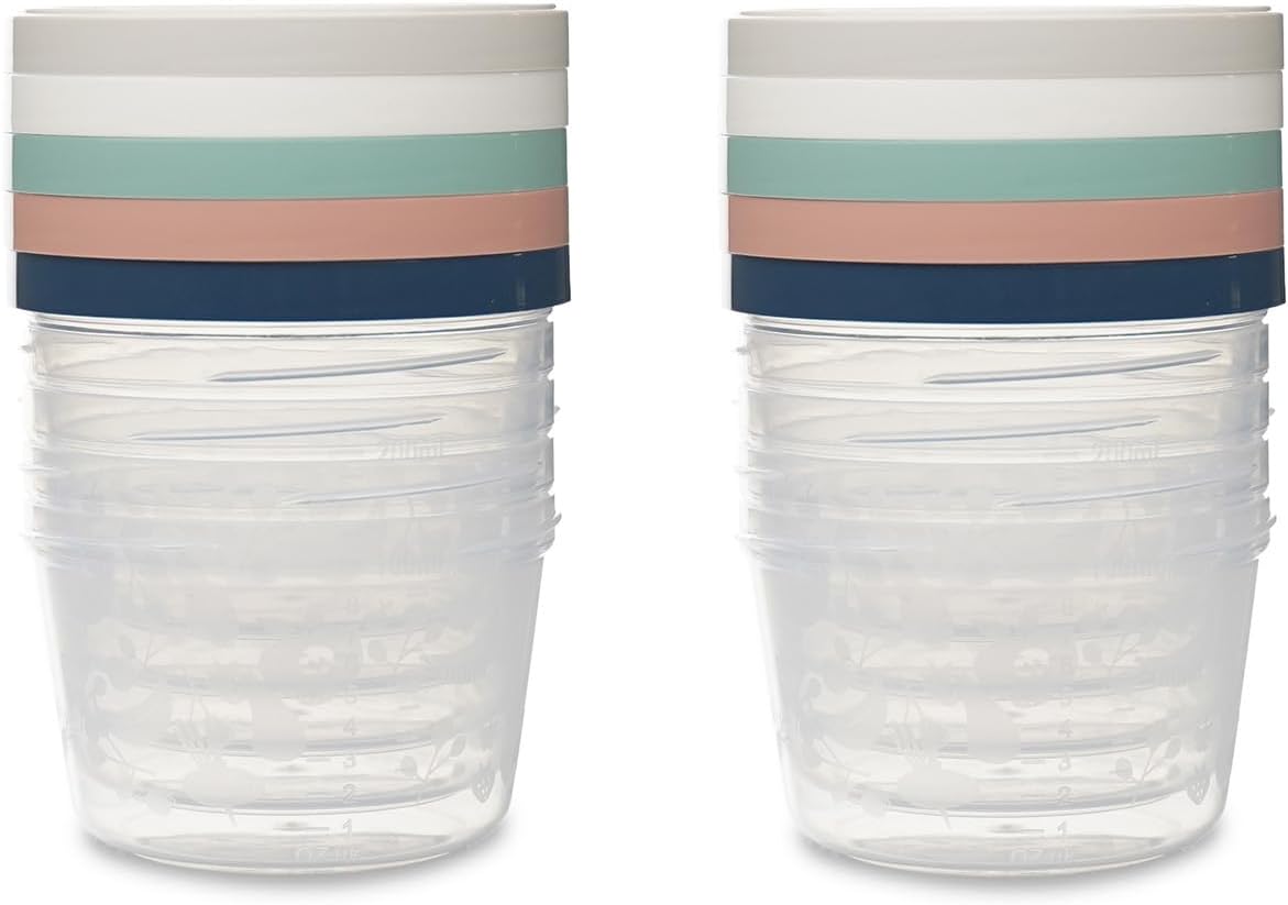 Lot de 10 boîtes de conservation 250ml pour Bébé - Compatibles Micro-ondes, congélateur, lave-vaisselle - Empilables - assortiment de couleurs aléatoire - Fabriquées en France Lot de 10 Multi-coloris aléatoires