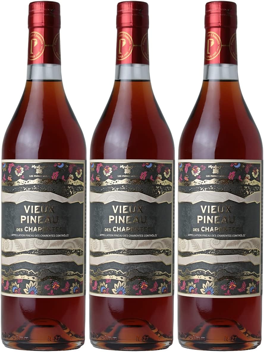 Pineau des Charentes Vieux Pineau des Charentes Rouge - Les Frères Moine - Vin AOC Rouge du Sud-Ouest - Lot de 3x75cl - Cépages Cabernet Sauvignon, Merlot
