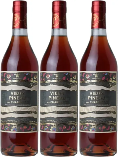 Pineau des Charentes Vieux Pineau des Charentes Rouge - Les Frères Moine - Vin AOC Rouge du Sud-Ouest - Lot de 3x75cl - Cépages Cabernet Sauvignon, Merlot