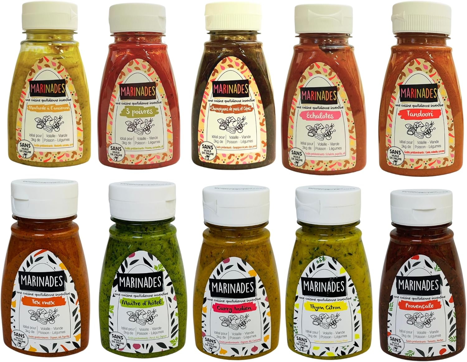 Sauce marinade prête à l'emploi à base d'huile pot de 150g pour 3kg de préparation (3 poivres)