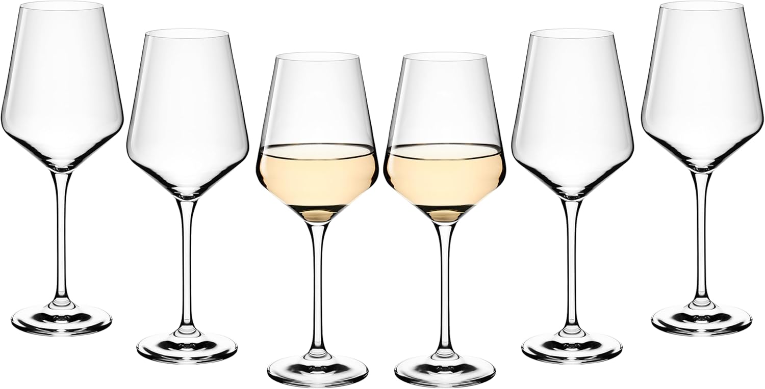 Gerlach 1760 Verres à vin Verres à vin blanc Lot de 6 verres à vin blanc 450 ml Verre à vin en cristal Passe au lave-vaisselle Moderne
