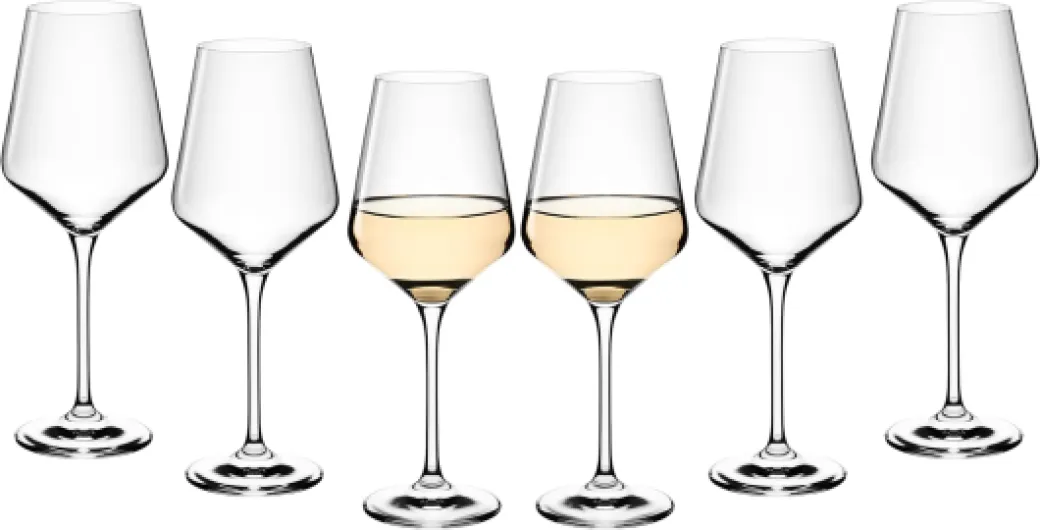Gerlach 1760 Verres à vin Verres à vin blanc Lot de 6 verres à vin blanc 450 ml Verre à vin en cristal Passe au lave-vaisselle Moderne