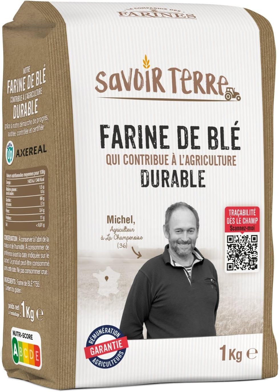 LA CIE DES FARINES – Farine de Blé T55 Fine et Polyvalente pour Pâtisseries et Boulangerie (1 Kg) - lot de 4 - Vendu par Lot
