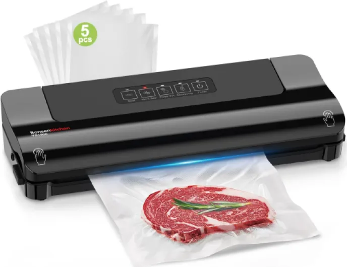 Machine sous vide alimentaire, Appareils de mise sous vide compacte, Machine sous vide multifonctionnelle pour aliments avec sac sous vide et tuyau accessoire Noir