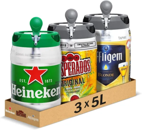 , Desperados Original, Affligem - Pack de 3 Fûts 5L - Bières Blondes - Compatible Tireuse BeerTender, Utilisable sans Machine à Bière, Bières à Domicile