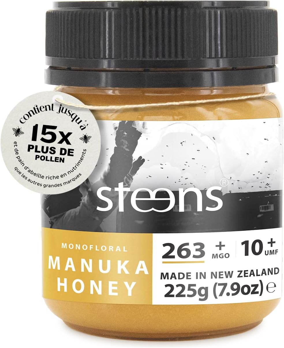 Steens Miel de Manuka - MGO 263+ - 100% certifié Miel Manuka cru pur UMF 10+ - Mis en pot et scellé en Nouvelle-Zélande - Manuka Honey 225 g 225 ml (Lot de 1)