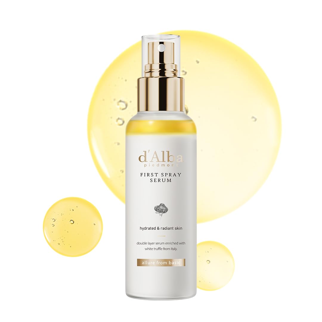 D'alba Piedmont Italian White Truffle First Spray Serum, Vegan Skin Care, Light-weight Face Moisturizer, Glow Serum for Radiant Skin, Non Comedogenic, All In One Mist, Korean Skin Care (3.38 fl oz.)