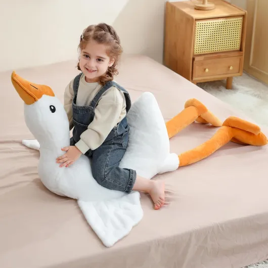 Ponjauk Grand canard en peluche géant 130 cm - XXL - Doudou d'oie - Grand canard en peluche - Coussin pour dormir - Grand anniversaire pour enfants Blanc (1) 130 cm
