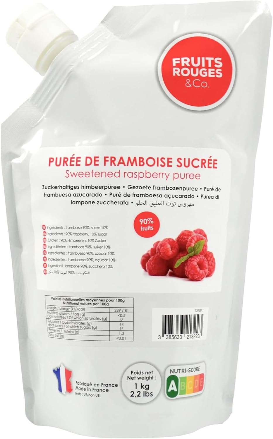 Purée de fruits - Framboise 1kg - FRUITS ROUGES & Co.
