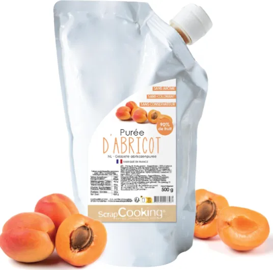 Purée d’Abricot 500 g - Purée de Fruits pour Pâtisserie - Macarons, Mousses, Gelées, Gâteaux, Ganaches, Nappages, Coulis, Glaces, Smoothies, Cocktails - Fabriqué en France - 4765
