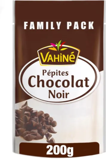 VAHINE - Pépites de Chocolat Noir 200 g (Family Pack) (l'emballage peut varier) 200 g (Lot de 1)