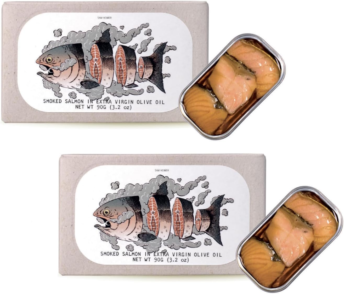 José Gourmet® - Tranches de Saumon Fumé - 2 x 90 Gr (Égoutté 2 x 70 Gr) - Boîte de saumon fumé - Poisson dans une boîte en métal