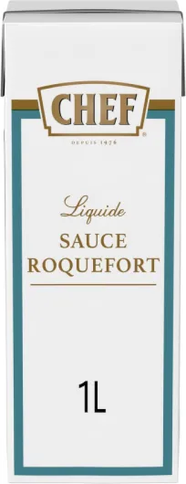 Sauce Roquefort Liquide - Prête-à-l'Emploi - Sauce Crémeuse et Onctueuse - 13,3% de Roquefort - Gain de Temps - Aide Culinaire, Fonds, Fumet - Brique de 1L