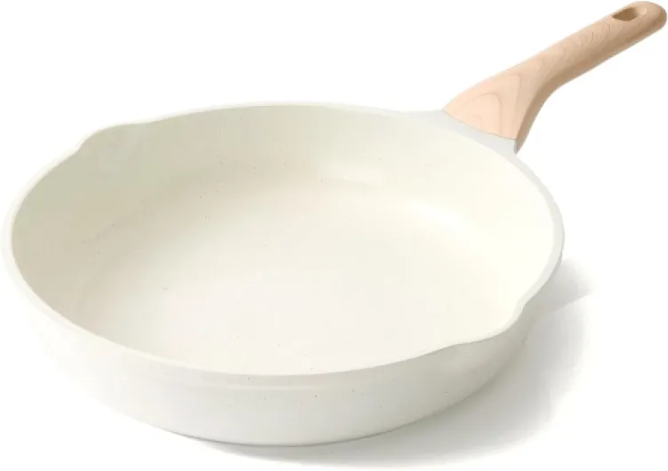 Poele Ceramique Induction 32 cm, Poêle à Frire Antiadhésive, Saine et Non Toxique, Sans PFOA et PFAS Céramique Blanche 32 cm