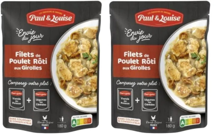 Paul & Louise Envie Du Jour - Filets de poulet rôti aux Girolles 180g - Sachet micro ondable - Prêt en 2 min - À combiner avec nos sachets d'accompagnements - Légumineuses ou Céréales (Lot de 2)