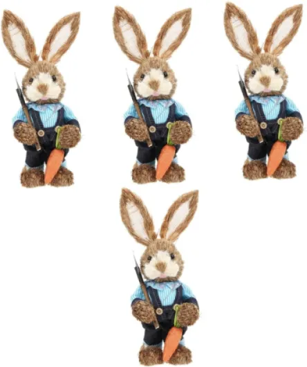 ABOOFAN 4pièces Statues De Lapin Tressées pour Pâques Décorations De Jardin Fermier Ornements De Maison Intérieurs Figurines De Printemps pour Décorations De Fête Et Chasses Aux Couleurs Assortiesx4pcs 33x13cmx4pcs