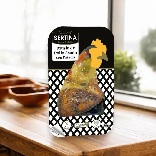 Cuisses de poulet rôties Sertina avec pommes de terre, 6 x 350 g - Poulet juteux avec pommes de terre au four, prêt en quelques minutes, sans conservateurs, saveur traditionnelle
