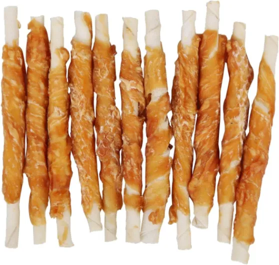 100g Friandise pour Chien Poulet Stick Enrobé, Bâtonnets à Mâcher Poulet 100% Naturelles,Riches en protéines et pauvres en Graisses - Lot de 6 100 g (Lot de 6)