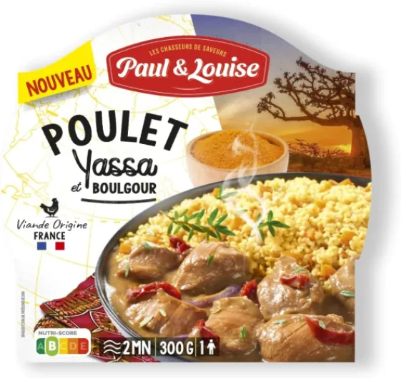 Paul & Louise Poulet Yassa et son Boulgour - 300g - 100% viande origine France - Plat typique du Sénégal