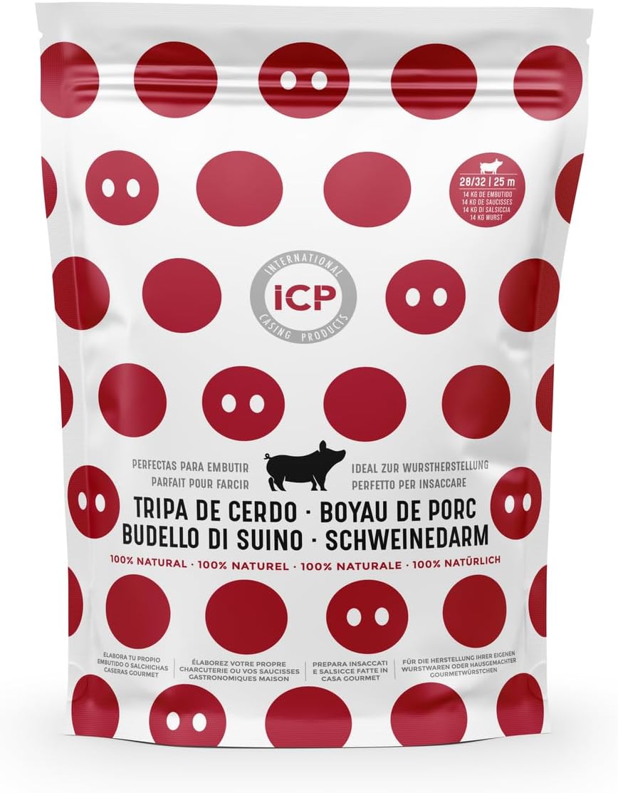 Boyaux naturels de porc pour confection de charcuterie – 25 m, calibre 28/32 - Confectionnez votre charcuterie maison - ICP