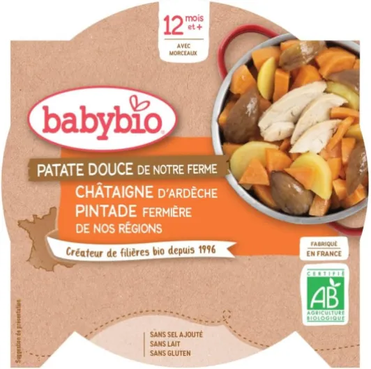 Patate douce de notre ferme châtaigne d'Ardèche pintade 230g Midi 230 g (Lot de 1) Patate Douce, Chataîgne & Pintade