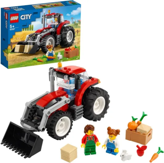 60287 City Le Tracteur, Jouet de Construction, Animaux de la Ferme, Figurine de Lapin, Minifigurine Fermier, Idée Cadeau Enfants 5 Ans et Plus Classic