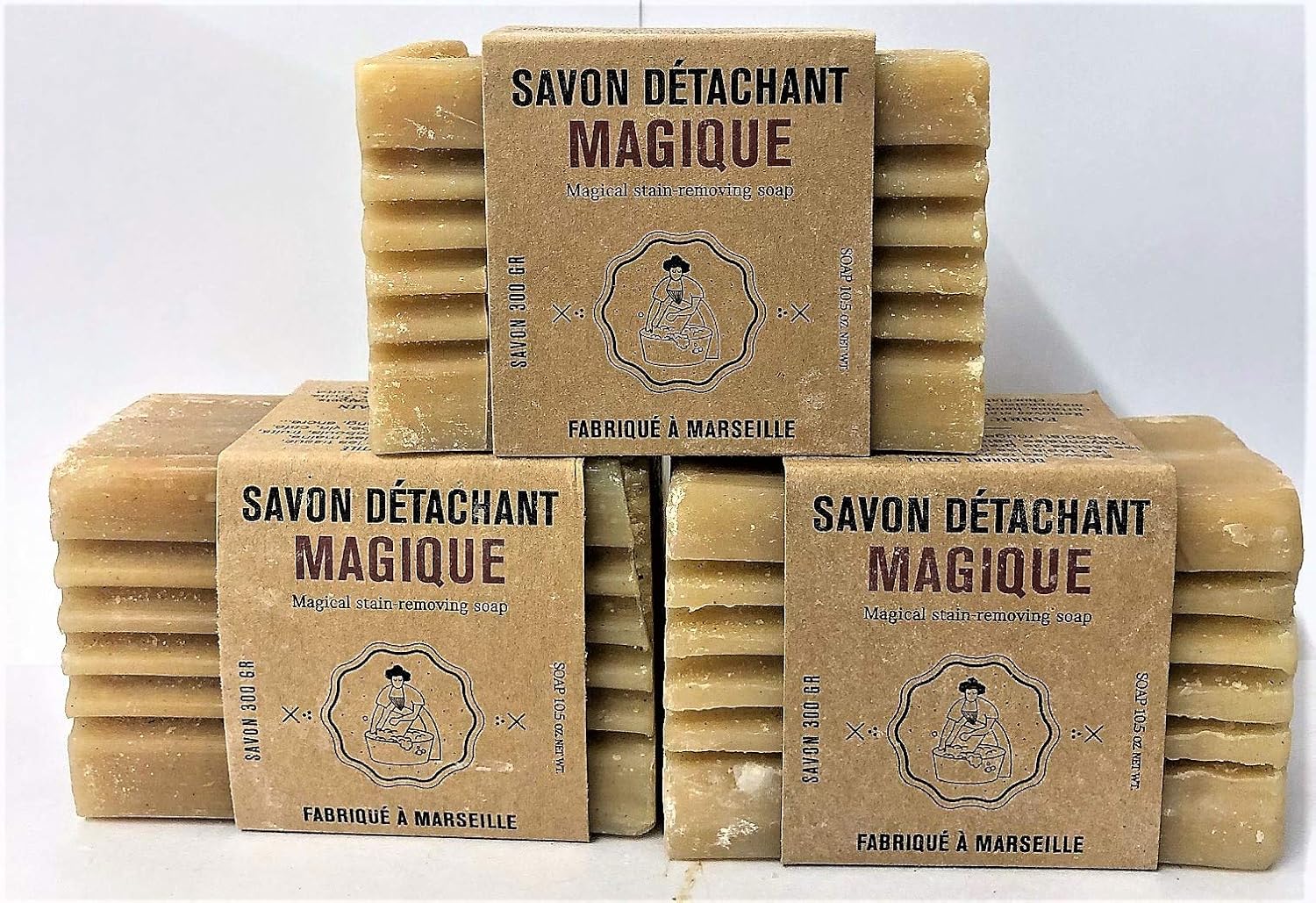 LOT DE 3 SAVONS DÉTACHANT AU FIEL DE BOEUF ET NOIX DE LAVAGE 300 GR LABEL PROVENCE NATURE