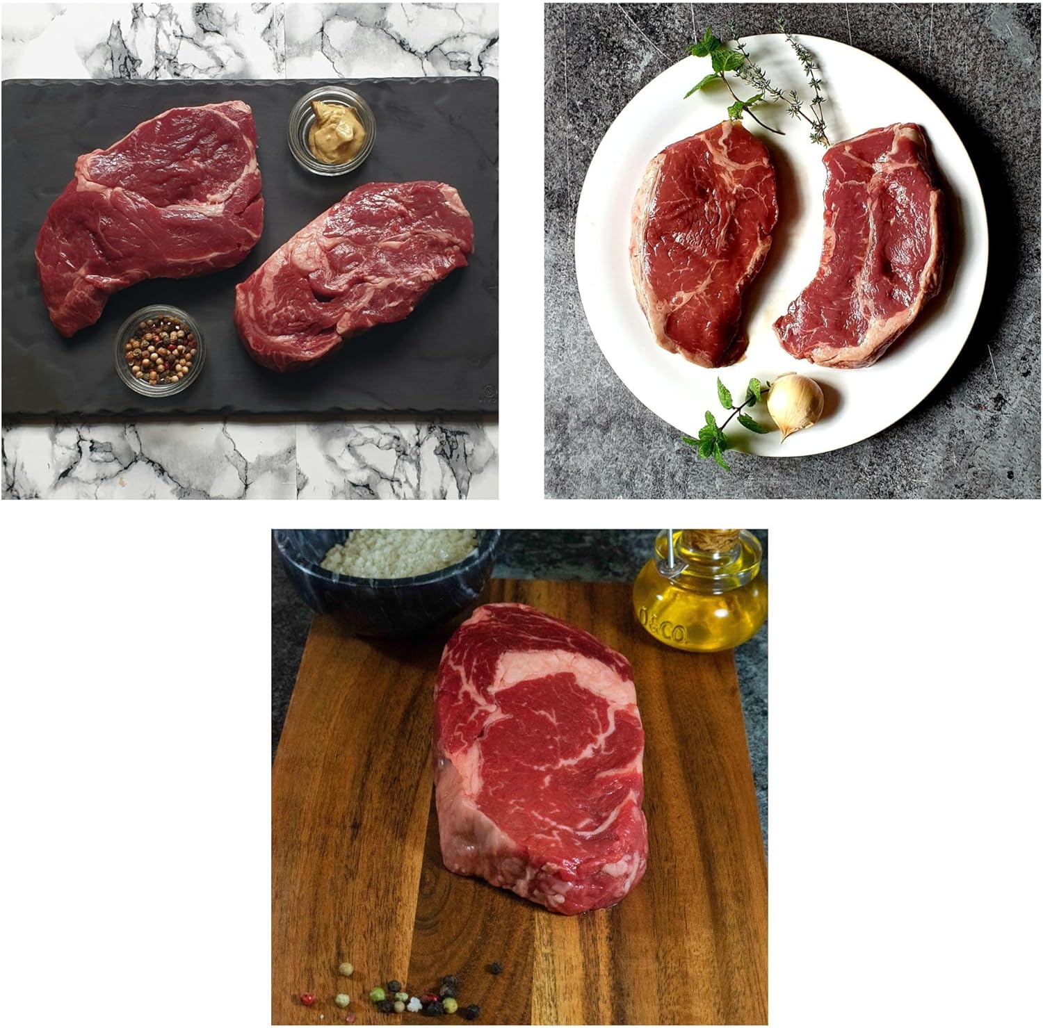 Viandes d'exception I Colis Boeuf Argentine : 4 Noix Entrecôte (4x200g) - 2 Entrecôtes XL (2x300g) - 4 Faux Filet (4x200g) - 2,2kg - Argentine