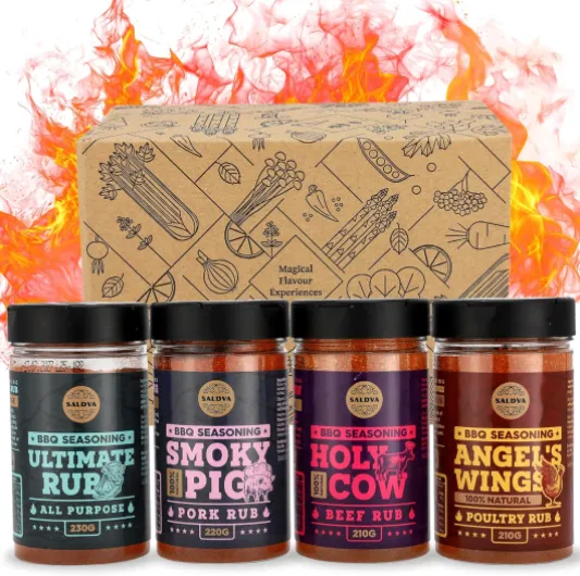 Sélection classique d'assaisonnements pour barbecue de qualité supérieure – Holy Cow, Angel's Wings, Smoky Pig, Ultimate Rub BBQ Rubs - Paquet de 4 - 100% Naturel - Excellent cadeau gourmand Pack de 4 : Classique