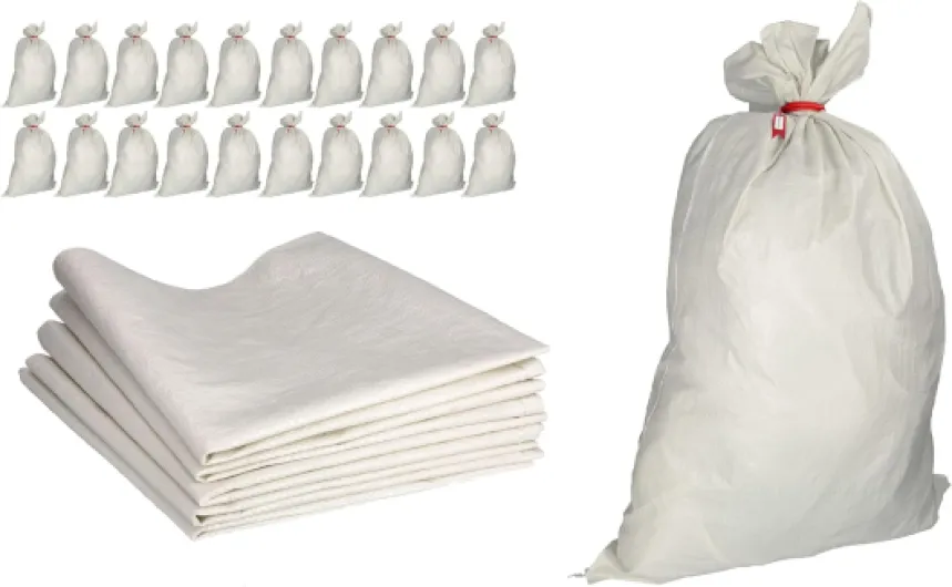 Sac à Gravat - Sacs en Polypropylène Alimentaire pour Cereale Chantier Riz et Grain, 20x Tissu PP 105x65 cm Agricole pour Charbon Stockage Ble Maïs Farine Sable et Déchets, Tissé 50 kg 1 unité (Lot de 20) 50 Kg - Blanc