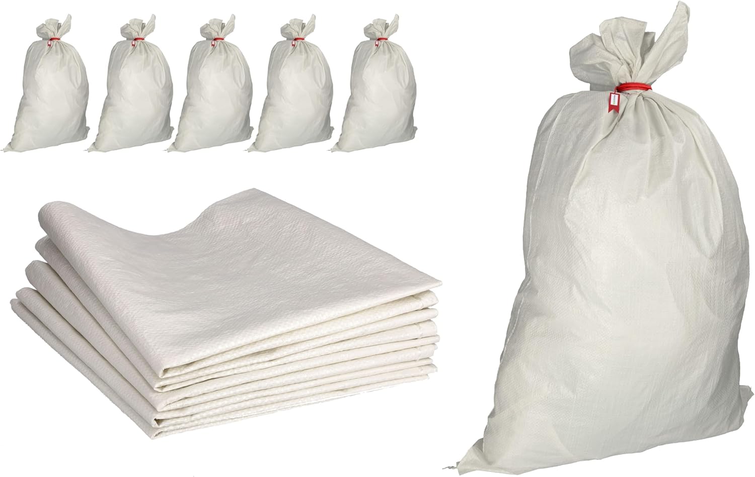 Sac à Gravat - Sacs en Polypropylène Alimentaire pour Cereale Chantier Riz et Grain, 5x Tissu PP 105x65 cm Agricole pour Charbon Stockage Ble Maïs Farine Sable et Déchets, Tissé 50 kg 1 unité (Lot de 5) 50 Kg - Blanc