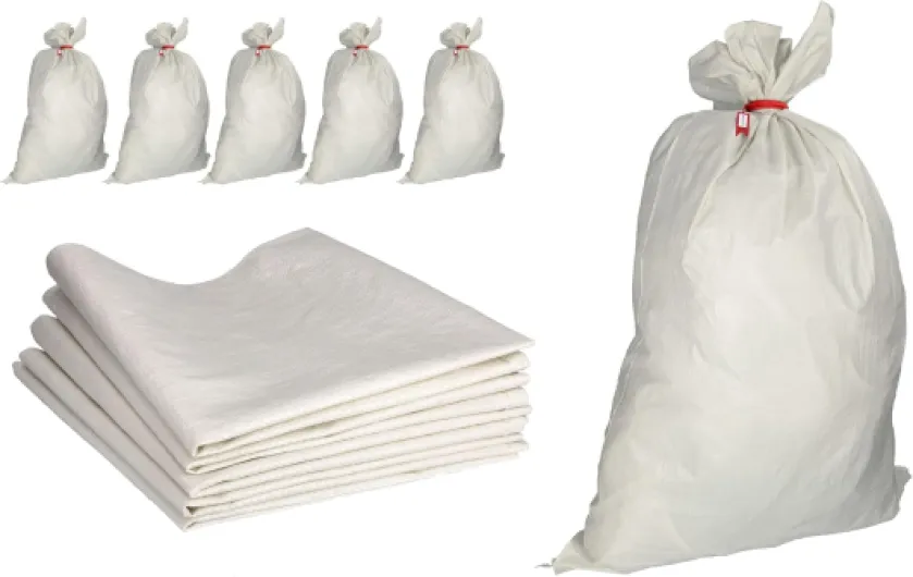 Sac à Gravat - Sacs en Polypropylène Alimentaire pour Cereale Chantier Riz et Grain, 5x Tissu PP 105x65 cm Agricole pour Charbon Stockage Ble Maïs Farine Sable et Déchets, Tissé 50 kg 1 unité (Lot de 5) 50 Kg - Blanc