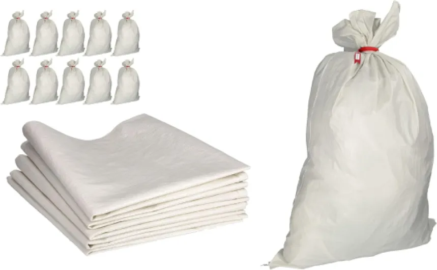 Sac à Gravat - Sacs en Polypropylène Alimentaire pour Cereale Chantier Riz et Grain, 10x Tissu PP 105x65 cm Agricole pour Charbon Stockage Ble Maïs Farine Sable et Déchets, Tissé 50 kg 1 unité (Lot de 10) 50 Kg - Blanc